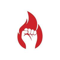 vector del logotipo del puño de fuego. símbolo de puño de llama de protesta de revolución. elemento de diseño de plantilla de logotipo de icono web.