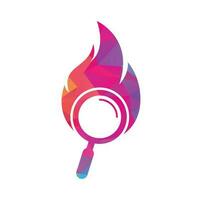 Fire Search Logo Template Design Vector. Find Fire logo design template. Fire and magnifying glass icon vector