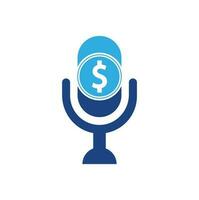 Money podcast logo. Money Podcast Icon Logo Design Element. Mic logo vector