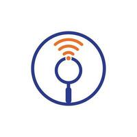 buscar el vector del logotipo de la señal wifi. icono de plantilla de logotipo de vector de buscador wifi.