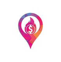 Fire Money gps shape concept logo design template. Money Fire Logo Template vector