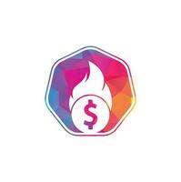 Fire Money logo design template. Money Fire Logo Template. vector