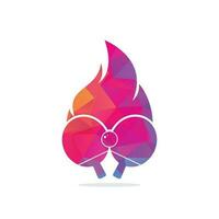 plantilla de diseño de icono de logotipo de fuego y ping pong. tenis de mesa, icono de vector de ping pong.