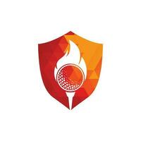 vector de diseño de plantilla de logotipo de fuego de golf. icono de diseño de logotipo de pelota de fuego y golf.