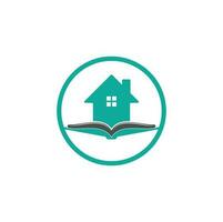 Book house logo design template. House and book logo vector icon