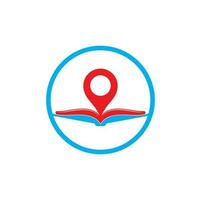 Book point logo design template. Education icon with pin combination. Concept of bookstore pointer symbol. vector