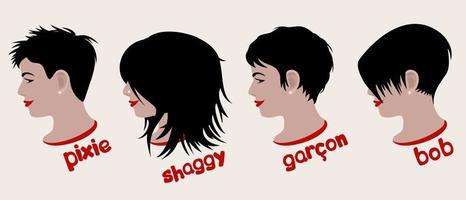 trendy woman short hairs black pink colors . long fringe . fashion beauty  style . emo Japanese . 2930024 Vector Art at Vecteezy