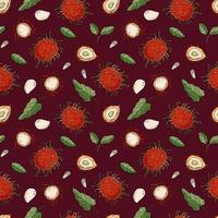 Seamless pattern with rambutans. Design for fabric, textile, wallpaper, packaging. vector