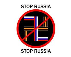forbidden sign of swastika stop Russia on white background