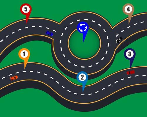 Design of road infographic patterns with marking cars and signs