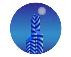 multi-storey house in the evening time stars and the moon vector