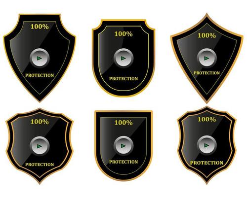 shield protection with buttons on a white background