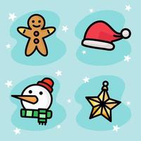 Christmas cookies santa hat snowman star vector