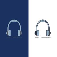 Audio headphone headphones monitor studio Flat Color Icon Vector