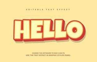 hola plantilla de efecto de texto editable vector