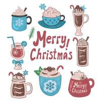 Christmas drinks hand drawn vector collection