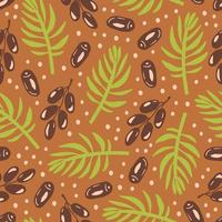 Cozy seamless pattern with date fruits and palms vector