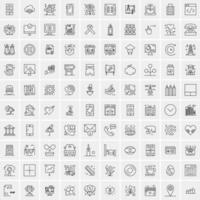 paquete de 100 iconos de líneas universales para móviles y web vector