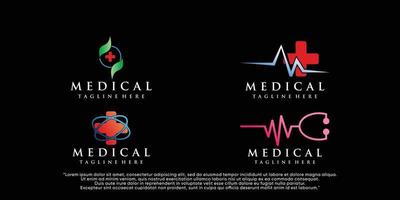 Set of medical logo design with creative element concept vector