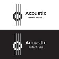 diseño de logotipos para instrumentos musicales de guitarra simples, música, bandas, música en vivo y acústica, clubes nocturnos. vector