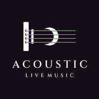 Logo design for simple guitar musical instruments, music, bands, live music, and acoustics, nightclubs. vector