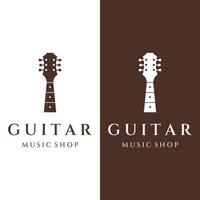 diseño de logotipos para instrumentos musicales de guitarra simples, música, bandas, música en vivo y acústica, clubes nocturnos. vector