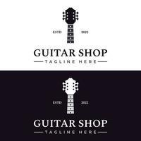 Logo design for simple guitar musical instruments, music, bands, live music, and acoustics, nightclubs. vector
