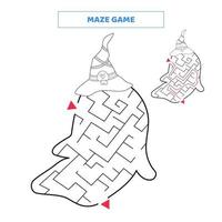 Maze game for kids. Find your way out of the maze with cute ghost. vector