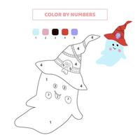 Color cute ghost by numbers. Game for kids. vector