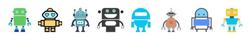 Set of cute vintage robots. Vector. vector