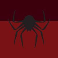 diseño de araña realizado sobre un fondo rojo y negro con algunos elementos específicos vector