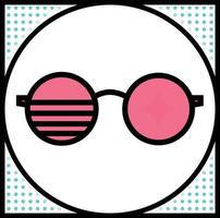 Sunglasses made on a circle with some realistic elements on it vector