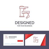 Creative Business Card and Logo template Tap water Hand Tap Water Faucet Drop Vector Illustration