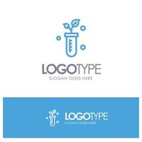 Tube Plant Lab Science Blue outLine Logo with place for tagline vector