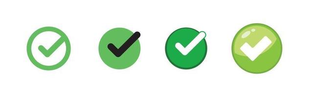 Check mark icons. Green tick approval. vector