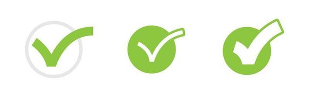 Check mark icons. Green tick approval. vector