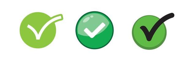 Check mark icons. Green tick approval. vector