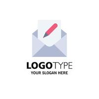 Compose Edit Email Envelope Mail Business Logo Template Flat Color vector