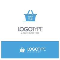 Cart Add To Cart Basket Shopping Blue Solid Logo with place for tagline vector