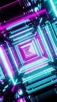 3d Animation. Endless abstract futuristic tunnel with multicolored neon lights. Endless tunnel video