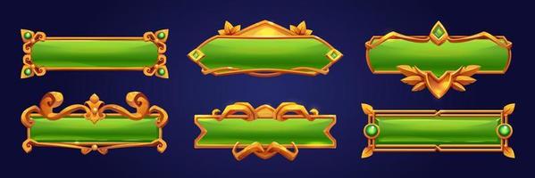 Game buttons with gold frames in medieval style vector