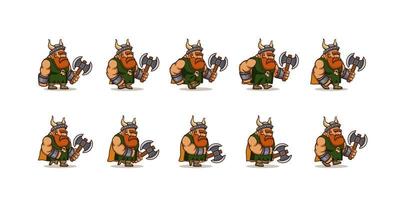 Game icons set of character viking walk cycle vector