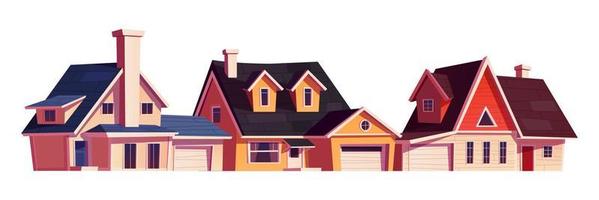 Suburban houses exterior, residential buildings vector