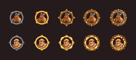 Viking game avatars in gold ranking frames vector