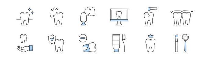 iconos de garabatos de odontología y estomatología, conjunto de signos vector