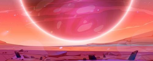 paisaje de marte, fondo de planeta alienígena desierto rojo vector