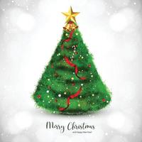 Christmas tree in winter holiday card background vector