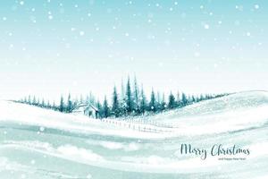 Winter background of snow and frost christmas tree card design vector