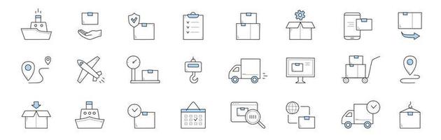Delivery and shipping service doodle icons, signs vector