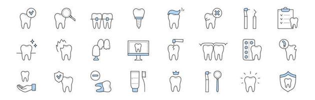 iconos de garabatos de odontología y estomatología, conjunto de signos vector